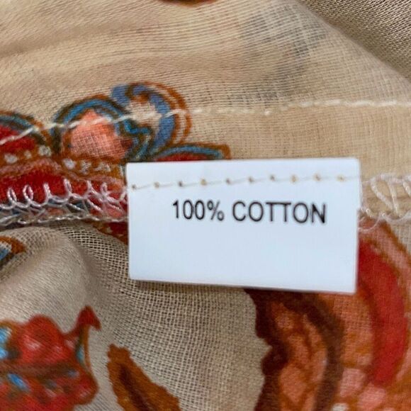 Dolma Womens Floral Split Neck Hi-Low Cotton Blouse Top Beige Multi Small‎ NWT - Picture 8 of 10